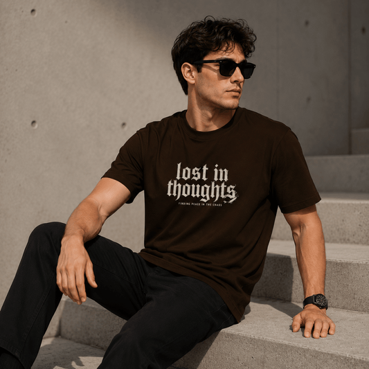 Lost In Thoughts Oversized T-Shirt – Coffee Brown