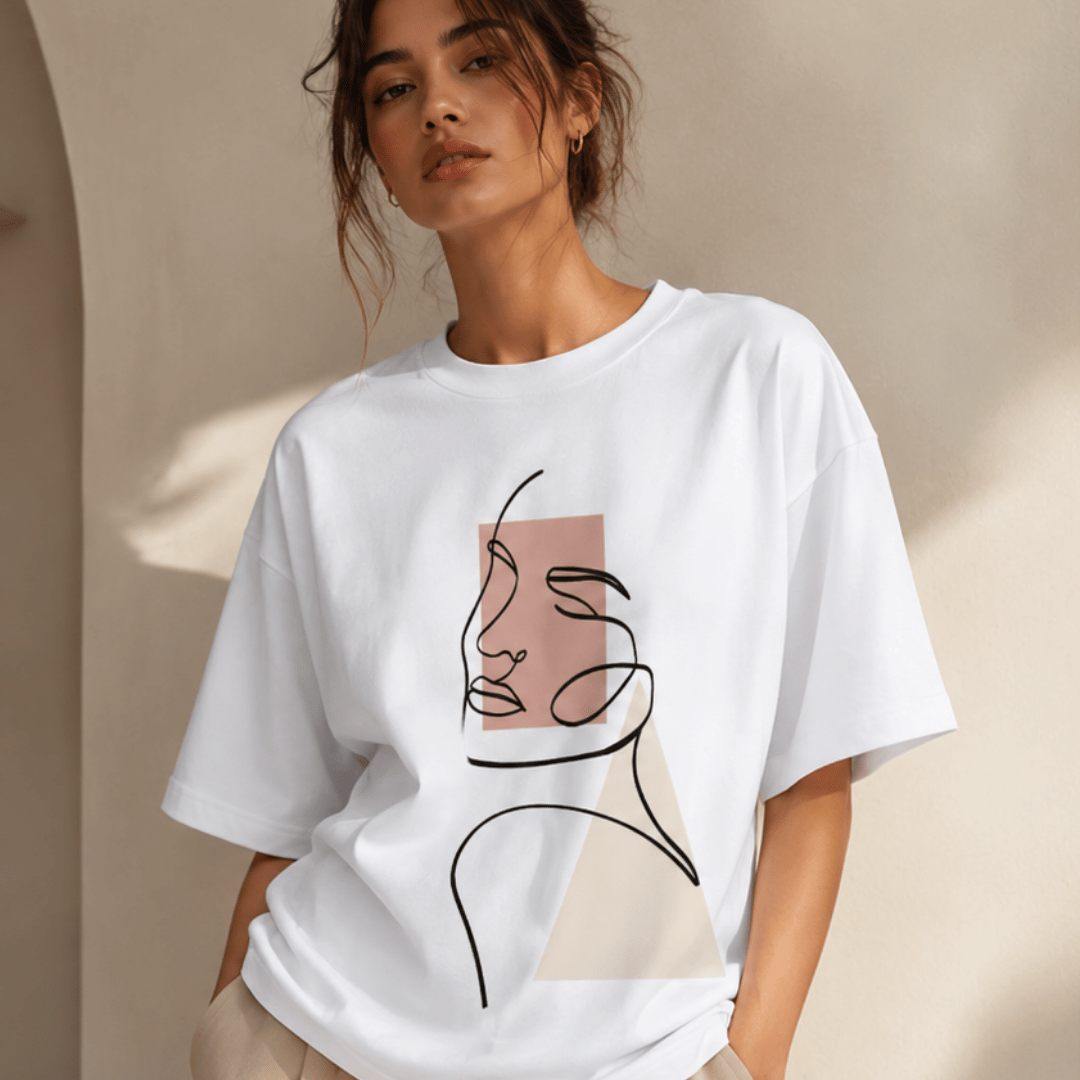 Line Art Muse Oversized Tee for Women