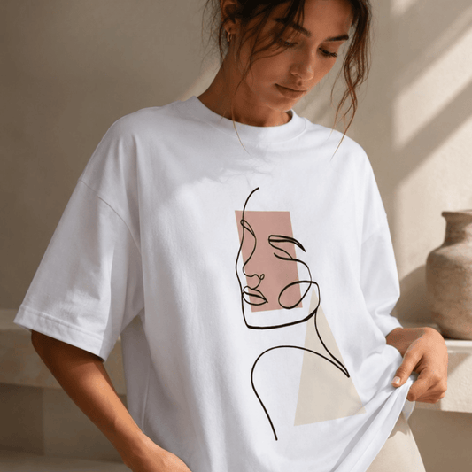 Line Art Muse Oversized Tee for Women