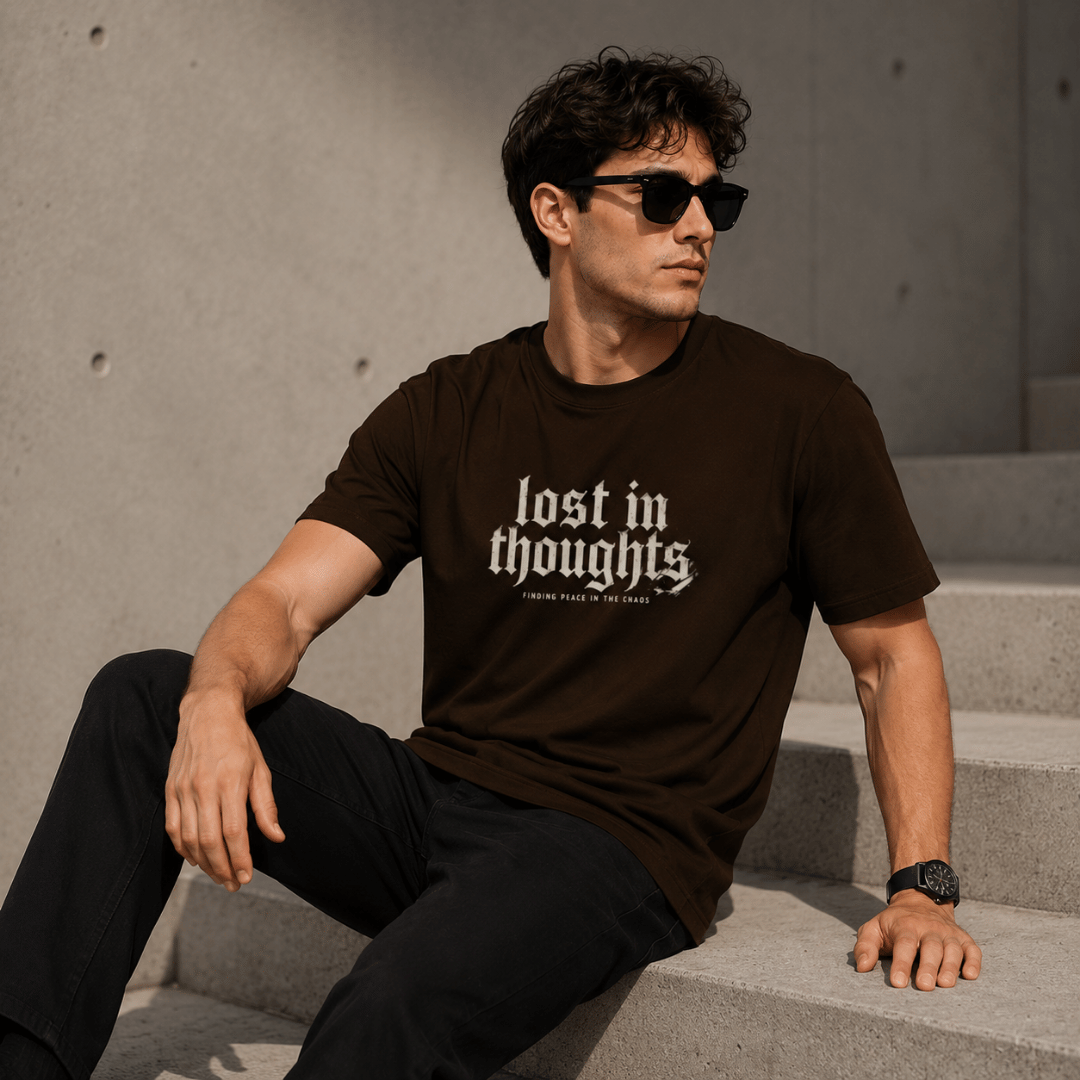 Lost In Thoughts Oversized T-Shirt – Coffee Brown