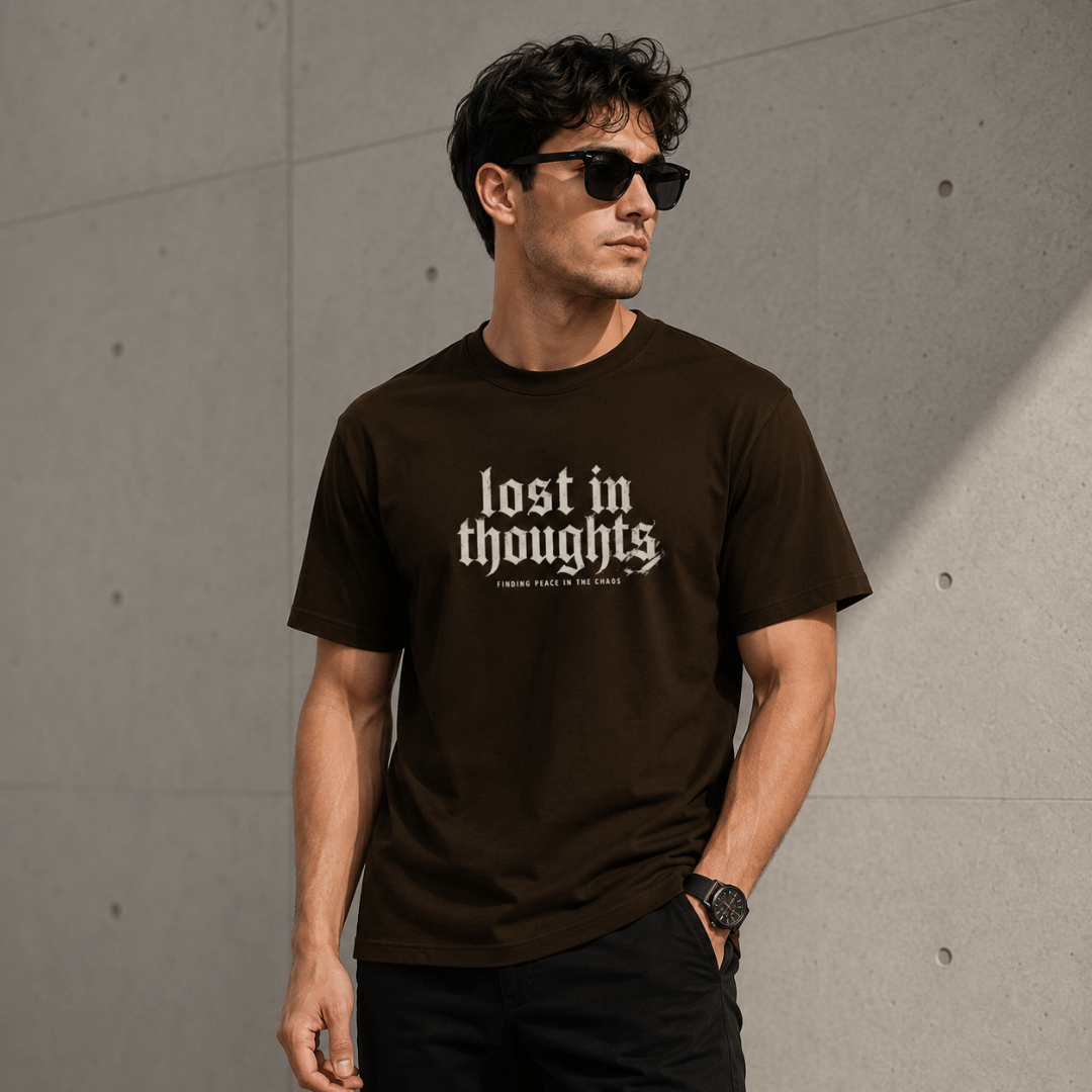 Lost In Thoughts Oversized T-Shirt – Coffee Brown