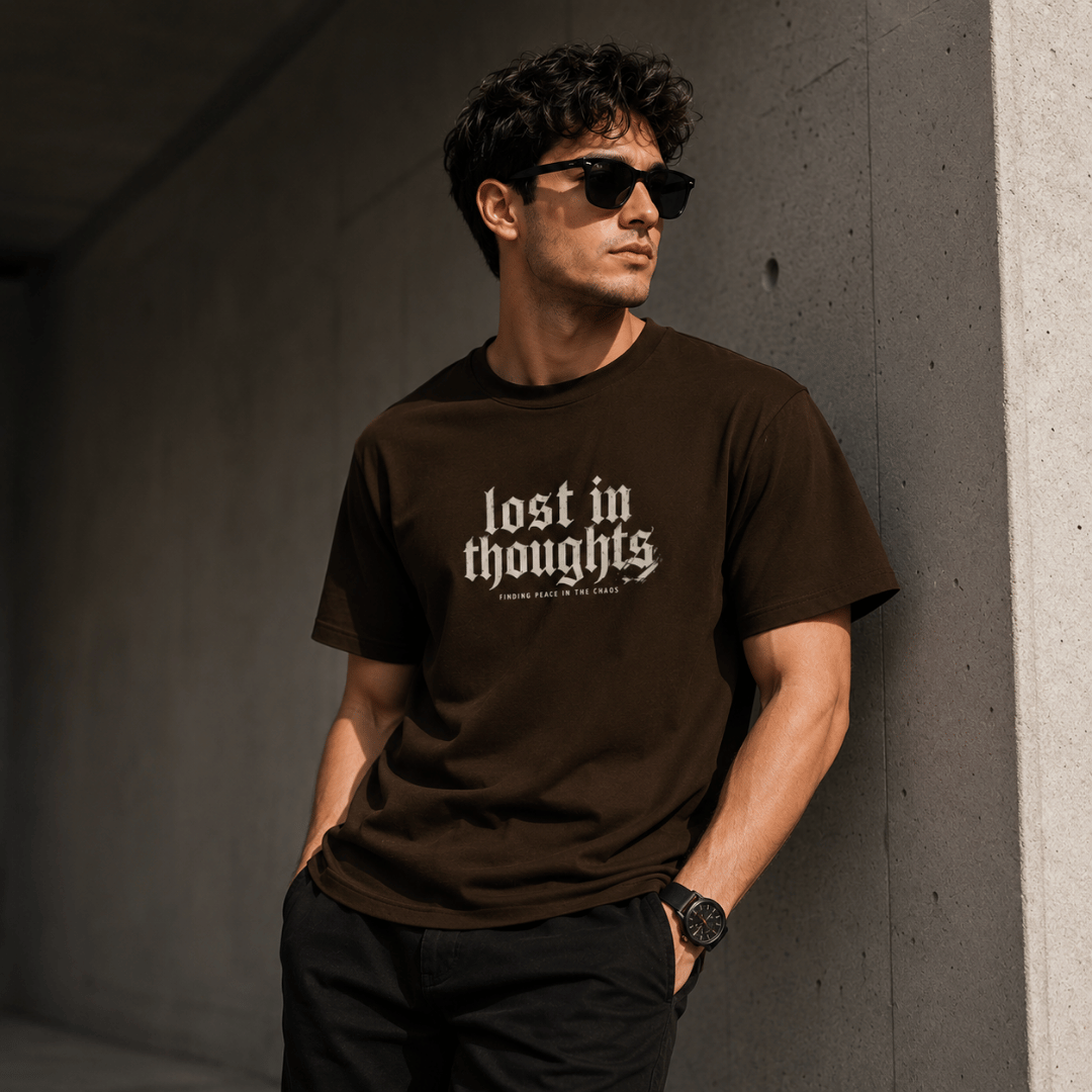 Lost In Thoughts Oversized T-Shirt – Coffee Brown
