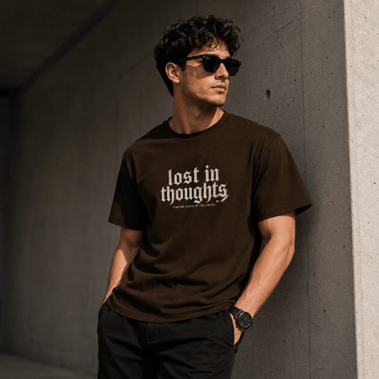 Lost In Thoughts Oversized T-Shirt – Coffee Brown