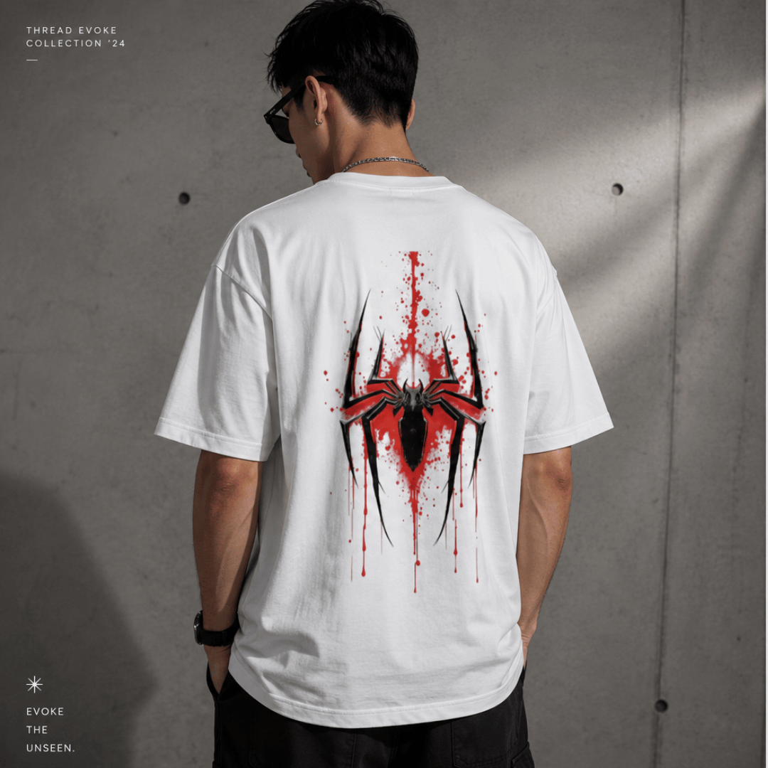 Web Weaver Spider Graphic Oversized Tee – Men