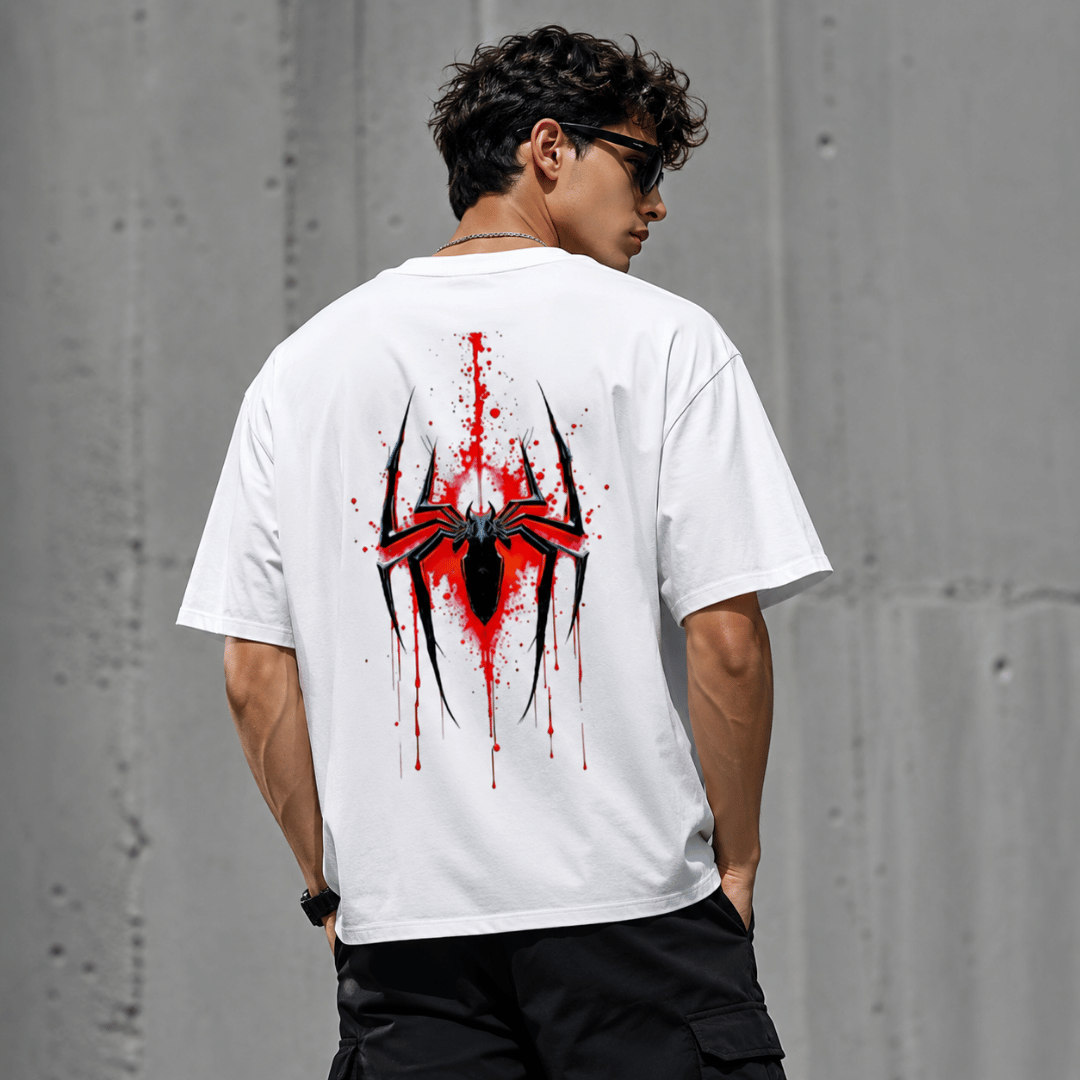 Web Weaver Spider Graphic Oversized Tee – Men