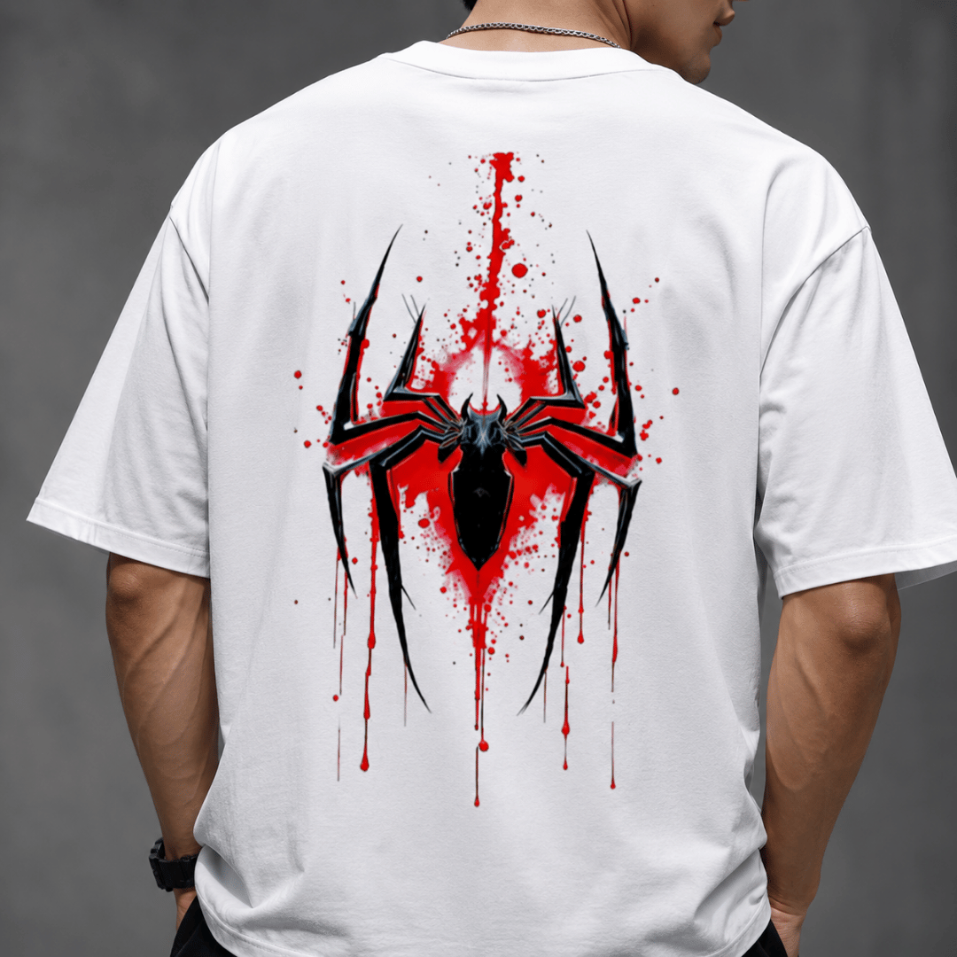 Web Weaver Spider Graphic Oversized Tee – Men