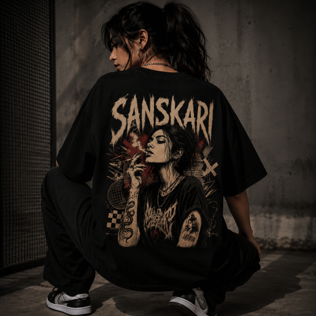 Sanskari Oversized Graphic Tee for Women