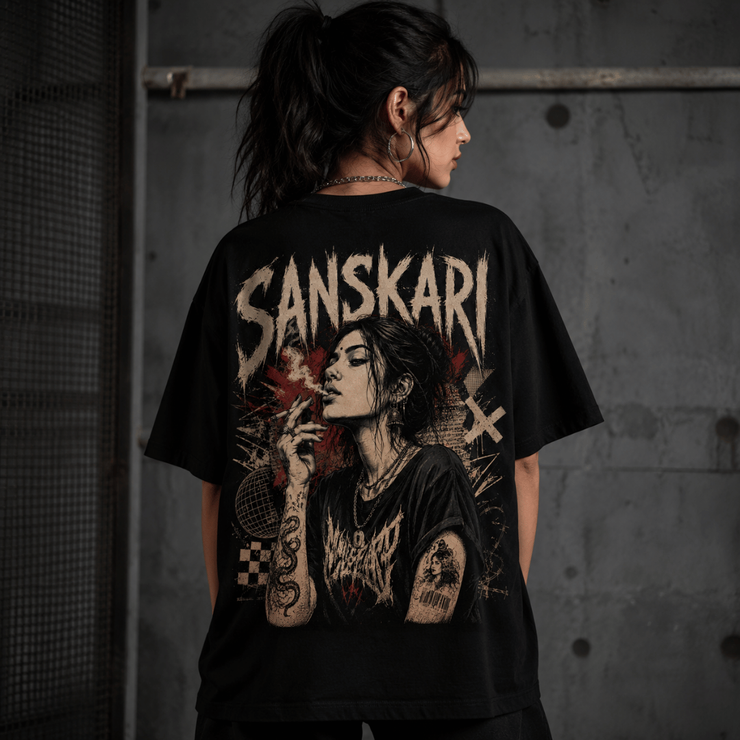 Sanskari Oversized Graphic Tee for Women