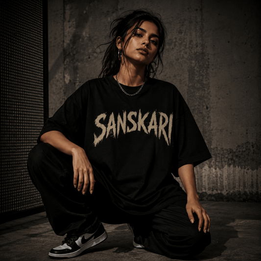 Sanskari Oversized Graphic Tee for Women