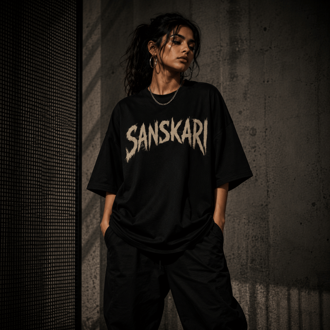 Sanskari Oversized Graphic Tee for Women