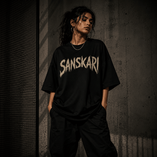 Sanskari Oversized Graphic Tee for Women